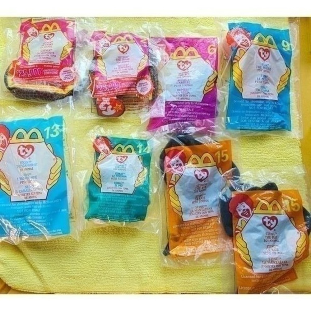 McDonalds Teenie Beanie Babies Kids OS Multicolor NEW Vintage Ty Toy Lot 1999